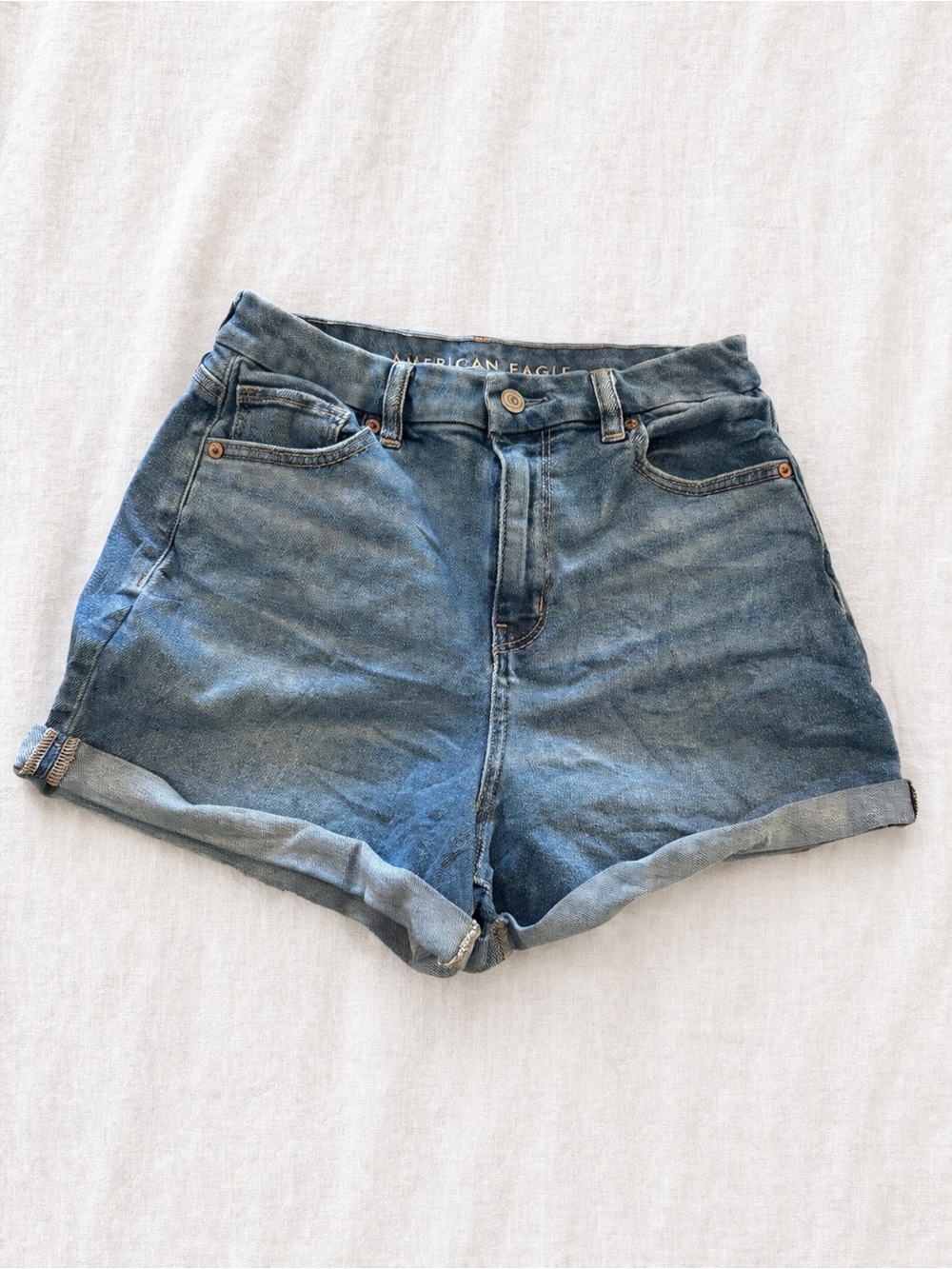 American Eagle Outfitters Medium Blue High-Rise Jean Shorts